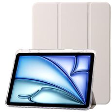 Custodia per tablet in pelle tripla in acrilico trasparente per iPad Pro 11 2024 (grigio)