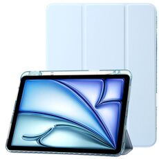 Per iPad Pro 11 2024 Custodia tablet in pelle tripla acrilica trasparente (blu ghiaccio)