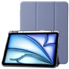 Custodia per tablet in pelle tripla in acrilico trasparente per iPad Pro 11 2024 (viola lavanda)