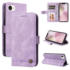 Custodia per telefono in pelle Skin Feel Life Tree per iPhone SE 20224 (viola)