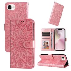 Custodia per telefono in pelle girasole goffrata per iPhone SE 20224 (rosa)