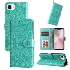 Custodia per telefono in pelle girasole goffrata per iPhone SE 20224 (verde)