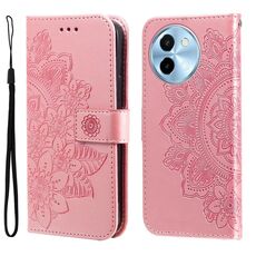 Per vivo Y38 5G / T3x 5G Custodia per cellulare in pelle con stampa globale a 7 petali di fiori (oro rosa)