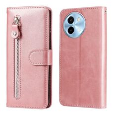 Custodia per telefono in pelle con cerniera con texture di vitello globale per vivo Y38 5G / T3x 5G (oro rosa)