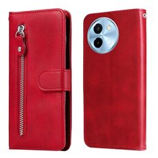 Custodia per telefono in pelle con cerniera con texture di vitello globale per vivo Y38 5G / T3x 5G (rosso)