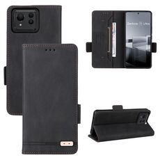 Custodia per telefono in pelle con chiusura ultra magnetica per ASUS Zenfone 11 (nera)