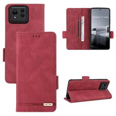 Custodia per telefono in pelle con chiusura ultra magnetica per ASUS Zenfone 11 (rossa)