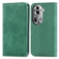 Per OPPO Reno11 Pro 5G EU Custodia per telefono in pelle con vibrazione magnetica retrò Skin Feel (verde)
