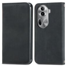 Per OPPO Reno11 Pro 5G EU Custodia per telefono in pelle con vibrazione magnetica retrò Skin Feel (nero)