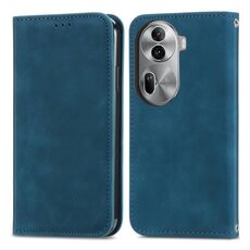 Custodia per telefono in pelle con vibrazione magnetica retrò per OPPO Reno11 Pro 5G EU (blu)