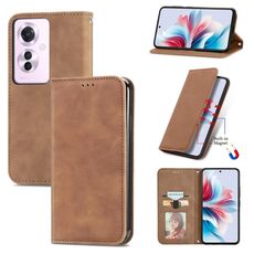 Per OPPO Reno11 F 5G Custodia per telefono in pelle con vibrazione magnetica retrò Skin Feel (marrone)