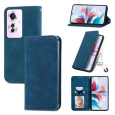 Per OPPO Reno11 F 5G Custodia per telefono in pelle con vibrazione magnetica retrò Skin Feel (blu)