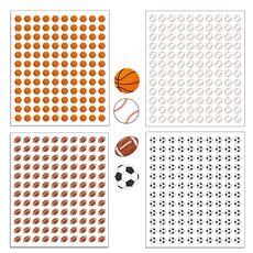 20 fogli/confezione (2400 adesivi in totale) Adesivi con palloni sportivi per scrapbooking e artigianato (cinque fogli misti ciascuno)
