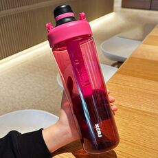 Bollitore portatile da esterno con tazza di tè di grande capacità con gradiente di colore da 1000 ml (rosa lampone)