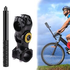 Adattatore per staffa per fotocamera per montaggio su manubrio per bicicletta da moto con supporto per monopiede (nero)