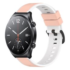 Per Xiaomi MI Watch S1 22mm Cinturino in silicone bicolore (rosa + bianco)