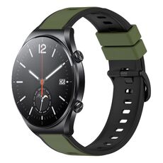 Per Xiaomi MI Watch S1 Cinturino in silicone bicolore da 22 mm (verde militare + nero)