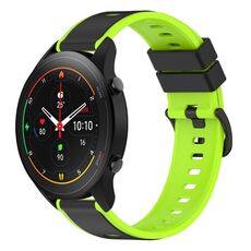 Per Xiaomi MI Watch S1 Pro 22mm Cinturino in silicone bicolore (nero + verde lime)