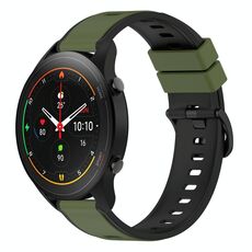 Per Xiaomi MI Watch S1 Pro 22mm Cinturino in silicone bicolore (verde militare + nero)