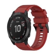 Per Garmin Fenix 6 Sapphire GPS 22mm Cinturino in silicone con struttura orizzontale con strumento di rimozione (rosso)