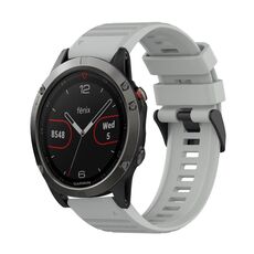 Per Garmin Fenix 5 Cinturino per orologio in silicone con struttura orizzontale da 22 mm con strumento di rimozione (grigio)