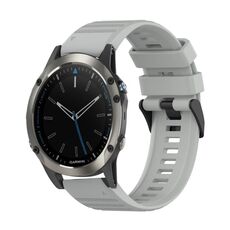Per Garmin Quatix 5 Cinturino in silicone con struttura orizzontale da 22 mm con strumento di rimozione (grigio)
