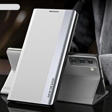 Custodia per telefono in pelle ad adsorbimento elettrolitico laterale per Samsung Galaxy S23 5G (bianco)