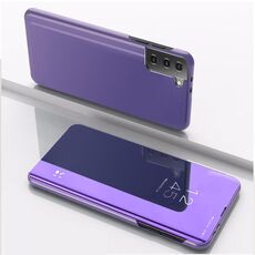Per Samsung Galaxy S23 Custodia per telefono in pelle a specchio placcata 5G con supporto (viola blu)