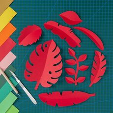 Ornamenti a foglia tagliati con carta Oggetti di scena per fotografia (rosso)