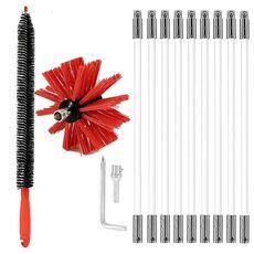 Spazzola per camino estensibile pieghevole per trapano elettrico Spazzola per condotti interni, dimensioni: 410 mm x 9 aste