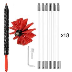 Spazzola per camino estensibile pieghevole per trapano elettrico Spazzola per condotti interni, dimensioni: 410 mm x 18 aste