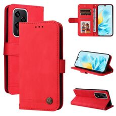 Per Honor 200 Lite 5G Global Skin Feel Life Tree Custodia in pelle con bottoni in metallo (Rosso)