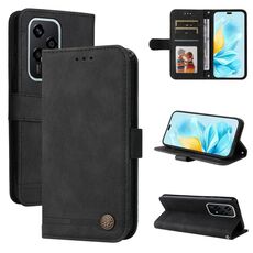 Per Honor 200 Lite 5G Global Skin Feel Life Tree Custodia in pelle con bottoni in metallo (Nero)