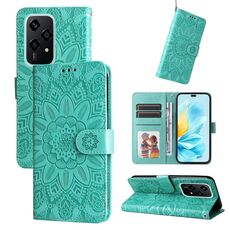 Custodia per telefono in pelle girasole goffrata globale per Honor 200 Lite 5G (verde)