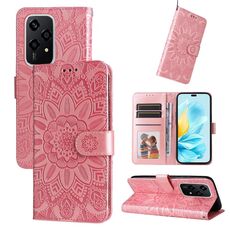 Custodia per telefono in pelle di girasole goffrata globale per Honor 200 Lite 5G (oro rosa)