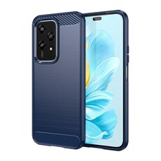 Custodia per telefono TPU in fibra di carbonio con texture spazzolata per Honor 200 Lite 5G (blu)