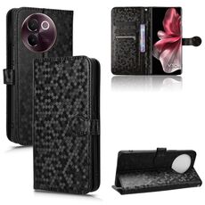 Custodia per telefono in pelle con texture a nido d'ape per vivo V30e 5G (nera)