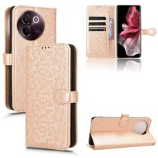 Custodia per telefono in pelle con texture a nido d'ape per vivo V30e 5G (oro)