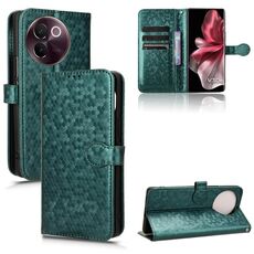 Custodia per telefono in pelle con texture a nido d'ape per vivo V30e 5G (verde)