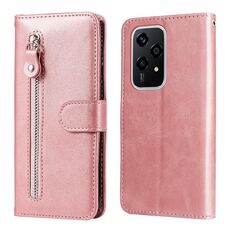 Per Honor 200 Lite 5G Custodia per cellulare in pelle con cerniera alla moda globale con texture di vitello (oro rosa)