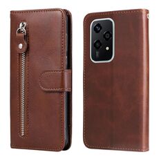 Per Honor 200 Lite 5G Custodia per cellulare in pelle con cerniera alla moda globale con texture di vitello (marrone)