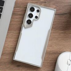 Per Samsung Galaxy S22 Ultra 5G Custodia per telefono ibrida con telaio in TPU galvanico per PC (Argento)