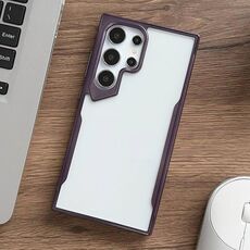 Per Samsung Galaxy S22 Ultra 5G Custodia per telefono ibrida per PC con telaio in TPU galvanico (viola)