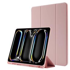 Custodia per tablet ripiegabile in pelle Skin Feel per iPad Pro 13 2024 con slot per penna (rosa)
