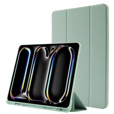 Custodia per tablet ripiegabile in pelle Skin Feel per iPad Pro 13 2024 con slot per penna (verde Matcha)