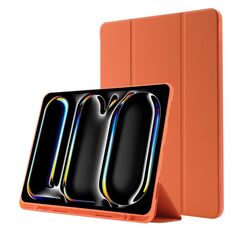 Custodia per tablet ripiegabile in pelle Skin Feel per iPad Pro 13 2024 con slot per penna (arancione)