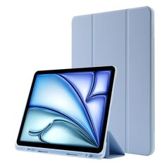Custodia per tablet ripiegabile in pelle Skin Feel per iPad Air 11 2024 con slot per penna (azzurro)