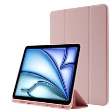 Custodia per tablet ripiegabile in pelle Skin Feel per iPad Air 11 2024 con slot per penna (rosa)