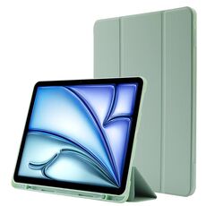 Custodia per tablet ripiegabile in pelle Skin Feel per iPad Air 11 2024 con slot per penna (verde Matcha)