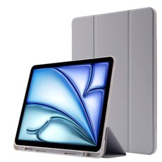 Custodia per tablet ripiegabile in pelle Skin Feel per iPad Air 11 2024 con slot per penna (grigio)
